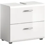 Lomadox Waschbeckenschrank IGGESUND-158 60 cm breit mit 2 Schubladen, weiß mit weiß Hochglanz weiß