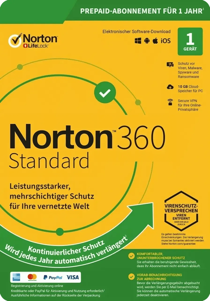 Norton 360 Standard, 10 GB en la nube, 1 dispositivo 1 año