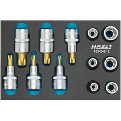 HAZET Werkzeug-Satz, TORX 163-245/12 Vierkant hohl 12,5 mm (1/2 Zoll) Außen TORX Profil, Innen TORX Profil E 10 - E 20 T 30 - T 60 Anzahl Werkzeuge: 12