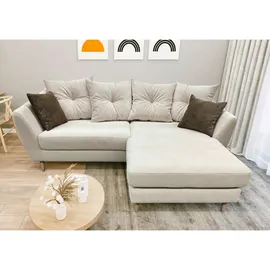 ed exciting design Carryhome Ecksofa, Textil, 3-Sitzer, Füllung: Schaumstoffflocken,Schaumstoffflocken, Ottomane links, seitenverkehrt montierbar, L-Form, cm, Liegefunktion, haustierfreundlicher Bezug, Wohnzimmer, Sofas & Couches, Wohnlandschaften, Ecksofas