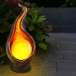 GLOBO Solarleuchte Solarlampe Außenleuchte Gartenleuchte Eingangsbereich Terrasse, IP44 Flammenoptik, warmweiß,