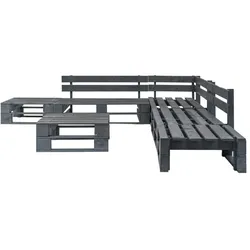 vidaXL 6-tlg. Garten-Sofagarnitur aus Paletten Holz Grau