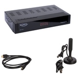Xoro HRT 8730 KIT Full HD HEVC DVB-T/T2 Receiver (H.265, HDTV, HDMI mit Kabel, kartenloses Irdeto-Zugangssystem für Freenet TV, Mediaplayer, PVR Ready, USB 2.0, 12V, Antenne) schwarz