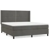 vidaXL Boxspringbett mit Matratze Dunkelgrau 180x200 cm Samt1369303