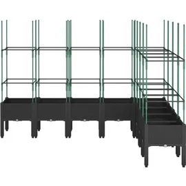 vidaXL Pflanzkübel mit Rankgitter Schwarz 200x160x142,5 cm PP