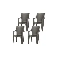 PROGARDEN Eden Stapelstuhl 62 x 60 x 89 cm anthrazit 4er Set