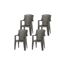 PROGARDEN Eden Stapelstuhl 62 x 60 x 89 cm anthrazit 4er Set