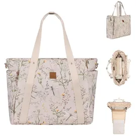KIKKABOO Wickeltasche Florence Wickelunterlage, Reißverschluss, Flaschentaschen beige