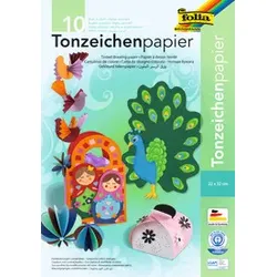 FOLIA Tonpapier Mappe 10 Farben sort 550 22x32cm 130g 10BL