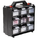 Stier Werkzeugbox mit 12 ausziehbaren Behältern schwarz