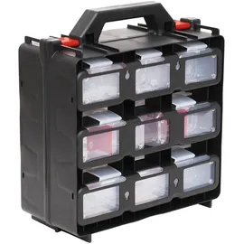 Stier Werkzeugbox mit 12 ausziehbaren Behältern schwarz