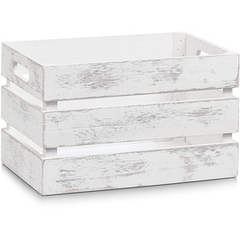 Zeller 15130 Aufbewahrungskiste Vintage weiß, Holz, ca. 31 x 21 x 19,5 cm, Ordnungsbox