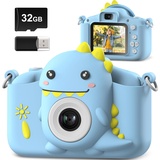 Kinderkamera, Hangrui Kinder Kamera, 1080P HD Digitalkamera Kinder mit 2,0-Zoll-Bildschirm, Kamera Kinder Fotoapparat Kinder mit 32G Speicherkarte, Fotokamera Kinder für 3-12 Jahre Geburtstag Kinder