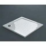 doporro Duschtasse Duschwanne Anti-Rutsch 90x90x4 flach aus Acryl Weiß DIN-Anschlüsse für bodenebene Montage geeignet Lucia1AR