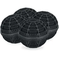 Relaxdays Waschball 4er Set, Waschkugel für Waschmaschine, ökologisch, hautfreundlich, Waschen ohne Waschmittel, schwarz