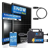 PIANETA Balkonkraftwerk BIFACIAL 1140W/800W Solaranlage mit 800W ASTRO-ENERGY Micro Wechselrichter Wifi Bluetooth, upgradebar drosselbar 2x440W Bifaziale Solarmodule 5m Kabel PV (Ohne Halterung)