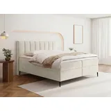 WFL GROUP Boxspringbett mit Bettkasten 120 x 200 cm H4 Creme