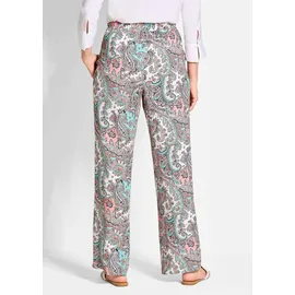 GOLDNER Stoffhose "Kurzgröße Lange Viskose Schlupfhose mit Paisley-Print und weitem Bein", Damen, Gr. 25, K-Gr, rosa (rosé, gemustert), Obermaterial: 100% Viskose CV., weit, Hosen Stoffhose, Stecktaschen
