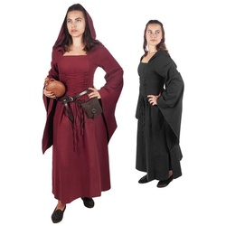 Metamorph Kostüm Kleid mit Kapuze – Nyx, Von Hexe bis Magierin! Stilvoll gewandet fürs Larp und Mittelalter! bordeaux – XXL