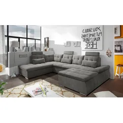 Wohnlandschaft ED EXCITING DESIGN "Nalo U-Form", braun, B:324cm H:103cm T:219cm, 95% Polyester, 5% Nylon, Sofas, mit Bettfunktion, Bettkasten, Kopfstützen, Nierenkissen etc.