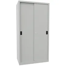 Pavoy Schiebetürenschrank Stahl 1950 x 1000 x 600 mm lichtgrau 4 Fachböden