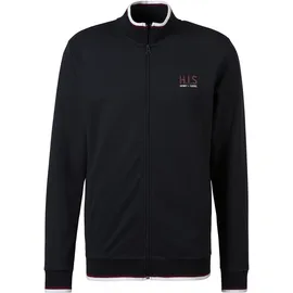H.I.S. H.I.S Sweatjacke in navy, | Gr. 52/54 (L), blau Sweatware, Obermaterial: 60% Baumwolle, 40% Polyester, unifarben, Basic, hüftbedeckend, Rundhals, Rippbündchen, Sweatjacken Zip-Hoodie, Stehkragen mit Streifen