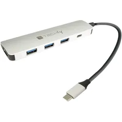 Techly Hub - Aluminium, SuperSpeed USB 3.1 Gen 1 Typ C - 4 x SuperSpeed USB 3.0