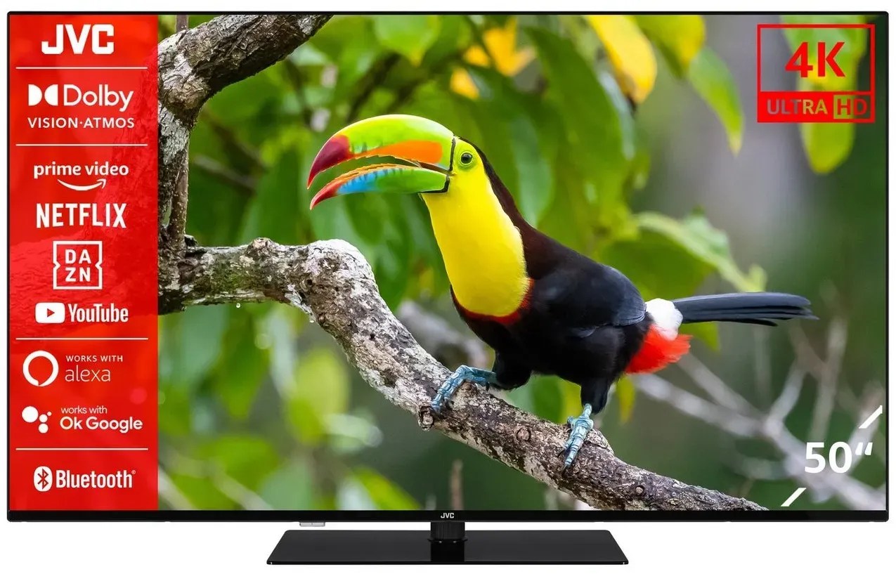 JVC LT-50VU6355 LCD-LED Fernseher (126 cm/50 Zoll, 4K Ultra HD, Smart TV, Dolby Vision HDR, Triple-Tuner, Dolby Atmos, Bluetooth) schwarz