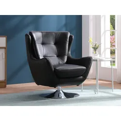 Drehsessel - Leder - Schwarz - ANABA