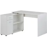 KADIMA DESIGN Design Eckschreibtisch mit Regal Weiß 120 x 75,5 x 106,5 cm, Moderner Büro-Schreibtisch, Computer-Tisch Arbeitszimmer, Winkelschreibtisch Home