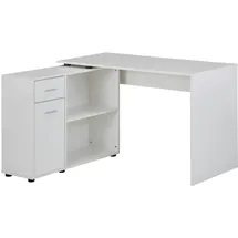 KADIMA DESIGN Design Eckschreibtisch mit Regal Weiß 120 x 75,5 x 106,5 cm, Moderner Büro-Schreibtisch, Computer-Tisch Arbeitszimmer, Winkelschreibtisch Home