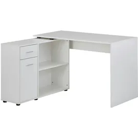 KADIMA DESIGN Design Eckschreibtisch mit Regal Weiß 120 x 75,5 x 106,5 cm, Moderner Büro-Schreibtisch, Computer-Tisch Arbeitszimmer, Winkelschreibtisch Home