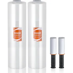 VEVOR Stretchfolie, 381 mm x 366 m, 2er-Set, 80 Gauge Industriestärke, transparente Palettenfolie, strapazierfähige Verpackungsfolie mit Griffen zum Verpacken von Paletten, Versand und Umzügen