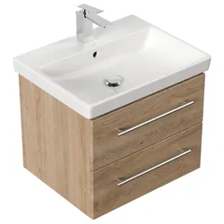 Badmöbel mit Villeroy & Boch Avento Waschbecken 60cm SoftClose eiche hell