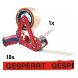 Dreifke Hinweisschild Starter-Set Klebeband Gesperrt mit tesa® 6400 Handabroller COMFORT