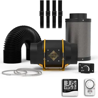 The Hookah Premium Rohrventilator EC Motor leise 683m3/h 150mm Aktivkohlefilter komplettset Growbox Kit 6m Grow Abluft-Set Luftreinigung