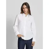 Tommy Hilfiger Regular Fit Hemdbluse mit Logo-Stitching, Weiss, 42