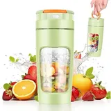 Tragbarer 600-ml-standmixer, Tragbarer Smoothie-maker, Leistungsstarker Smoothie-mixer Mit 20.000 U/min Und 4 Klingen, Mini-mixer Mit Reisedeckel Für Küche, Fitnessstudio, Büro (grün)