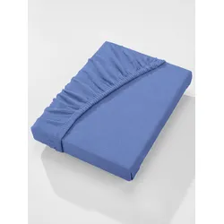 Betttuch BIBERNA Gr. 3, blau, B:180-200cm L:200cm, Mako-Jersey, 100% Baumwolle, Laken