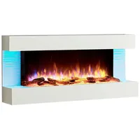 Elektrokamin, Weiß, Metall, Holzwerkstoff, 100x83x28 cm, Fernbedienung, Flammeneffekt separat schaltbar, Überhitzungsschutz, Thermostat, Dimmer, Freizeit, Heizen & Kühlen, Elektrokamine