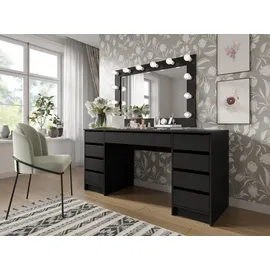 Mirjan24 Schreibtisch und Schminktisch Ada Bis, Schlafzimmer Kosmetiktisch mit neun Schubladen Rechteckig,Rechteckig, 154x76x55 cm, Arbeitszimmer, Schreibtische, Bürotische