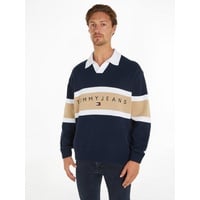 Tommy Jeans Strickpullover »TJM RLX TROPHY NECK RUGBY«, mit V-Ausschnitt, Gr. L, Dark Night Navy, , 62282007-L