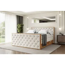 altdecor Boxspringbett 180 x 200 cm H3 Beige/Weiß