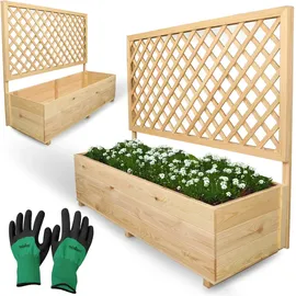 holz4home Pflanzkasten mit Rankgitter XL 128 x 104 x 44 cm Braun