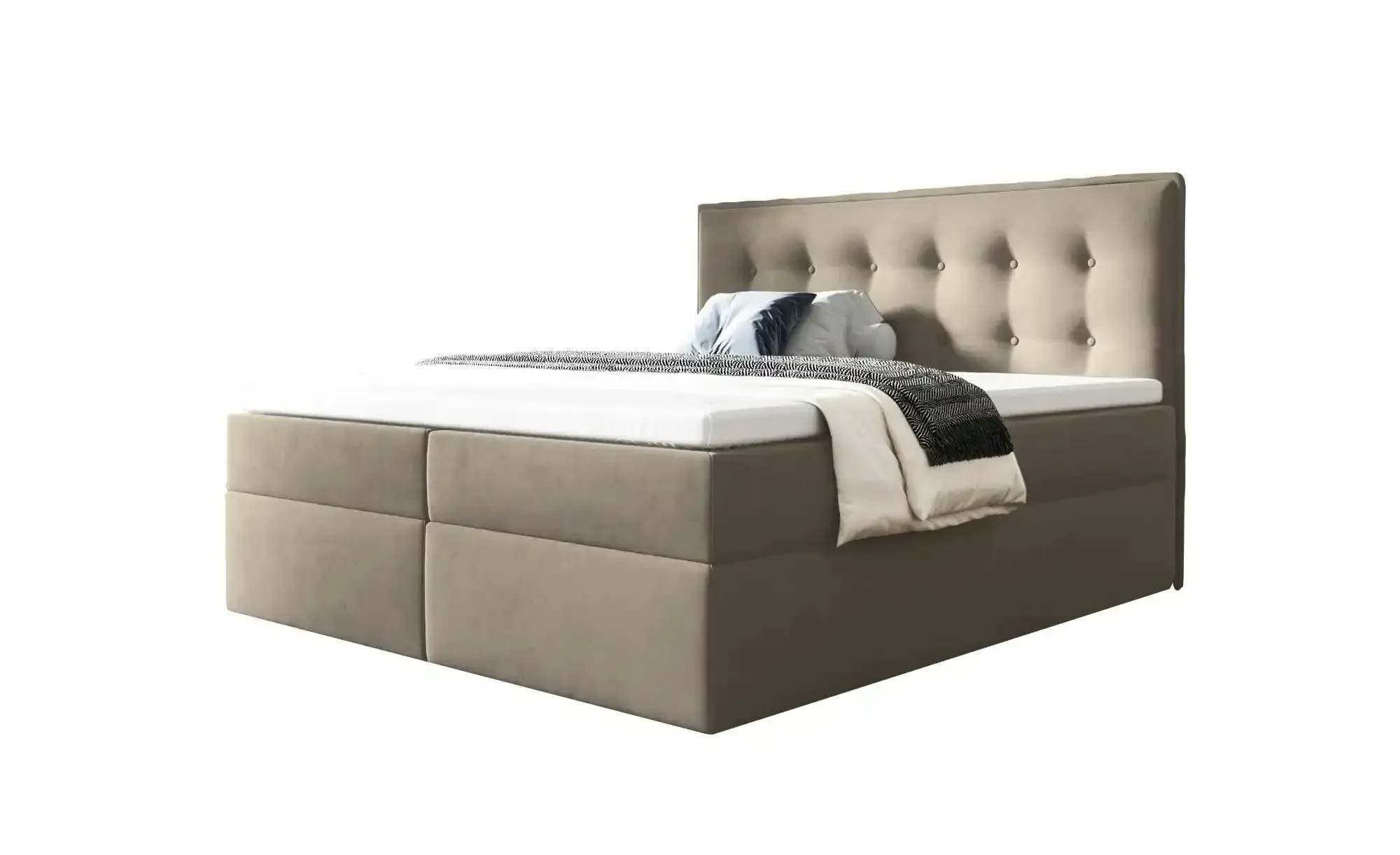 Boxbett mit Bettkasten  ¦ beige ¦ Maße (cm): B: 200 H: 110