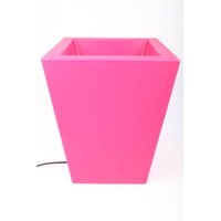 point-garden Beleuchteter Blumentopf aus Kunststoff, Pflanzkübel pink