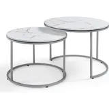 [en.casa] Skagen Marmor weiß / silber 2er Set