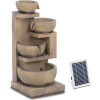 Hillvert Solar Gartenbrunnen - 4 Schalen auf Mauerensemble - LED-Beleuchtung