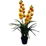 Leaf Künstliche Cymbidium-Orchidee, 90 cm, extra groß, schwarzer Kunststofftopf