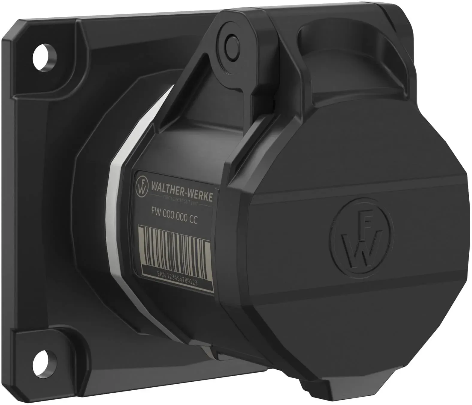 Walther Electric FW410512CC CEE NEO Anbaudose gerade, 16A, 5P, 12h, IP54 mit Käfigzugfeder-Technik und 75x75mm Flansch